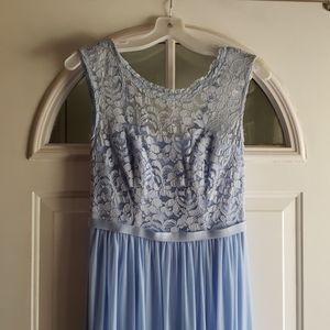 Long Baby Blue bridesmaids dress
